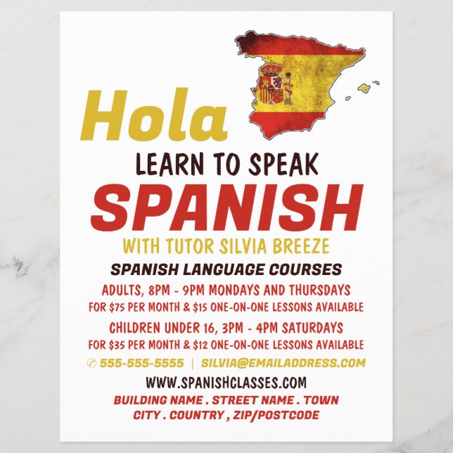 Spanischer Hola, Spanischer Sprachkurs Flyer (Vorne)
