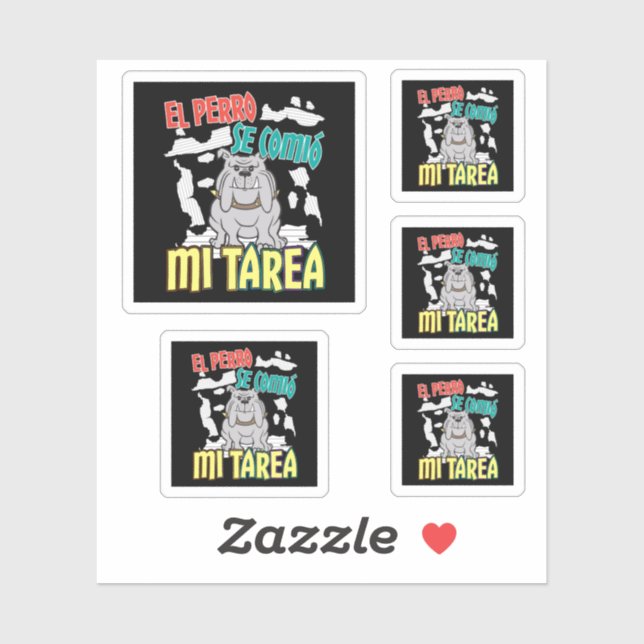 Spanischer Hund Ate Meine Hausaufgaben - Perro Tar Aufkleber (Blatt)