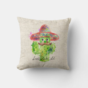 Spanischer Kaktus Mustache Hat Fiesta Text Artisan Kissen