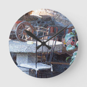 Spanischer Kaktus Stillleben Runde Wanduhr