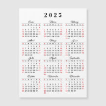 Spanischer Kalender 2025 Weißes Schwarzes Rot