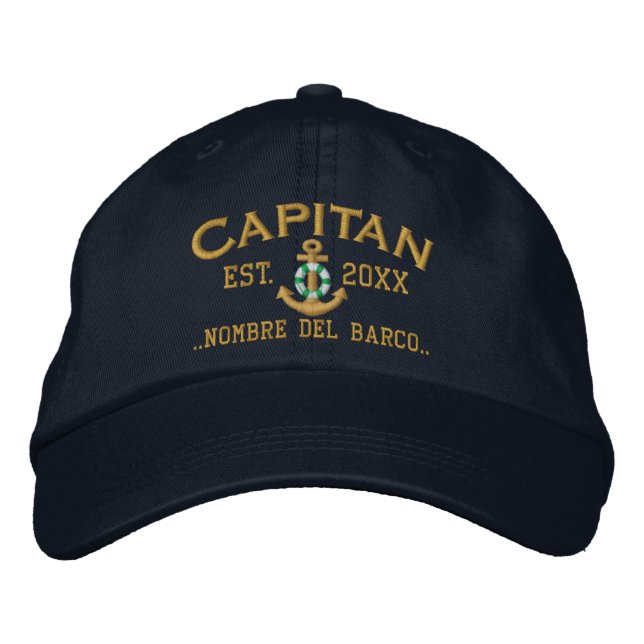 SPANISCHER Kapitän Lifesaver Nautical Anchor Name Bestickte Baseballkappe (Vorderseite)