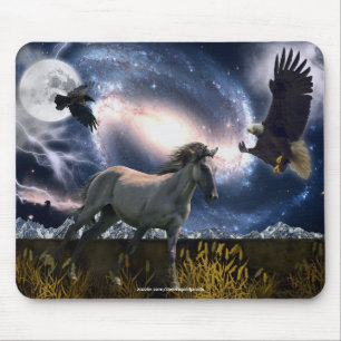 Spanischer Mustang, Bald Adler & Galaxy Art Mousep Mousepad