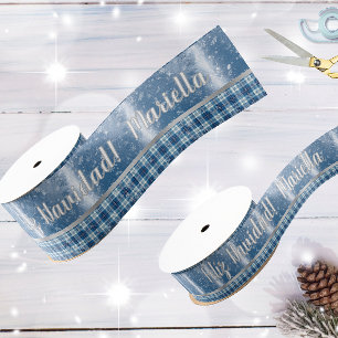 Spanischer Name Frohe Weihnachten Elegant Blau Ripsband