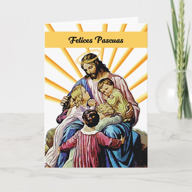 Spanischer OsterJesus mit Kindern und Rennen Karte (Vorderseite)