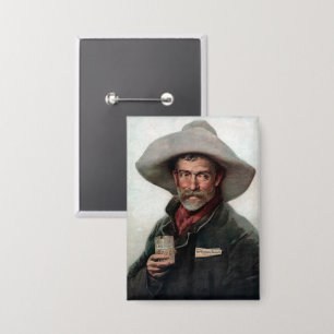 Spanischer Ranchero-Cowboy im alten Western-Saloon Button
