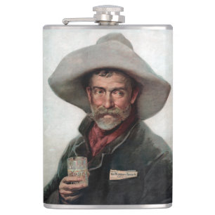 Spanischer Ranchero-Cowboy im alten Western-Saloon Flachmann