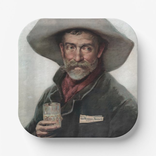 Spanischer Ranchero Cowboy in Old West Saloon Pappteller (Vorderseite)