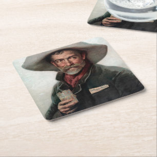 Spanischer Ranchero Cowboy in Old West Saloon Rechteckiger Pappuntersetzer