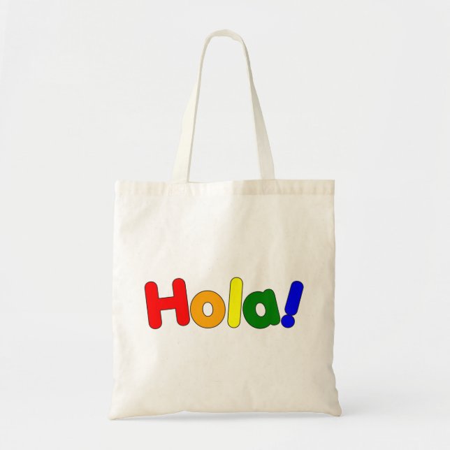 Spanischer Regenbogen hallo: Espanol Iris Hola Tragetasche (Vorne)