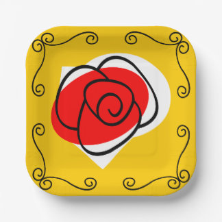 Spanischer Rose Eckplatz Pappteller
