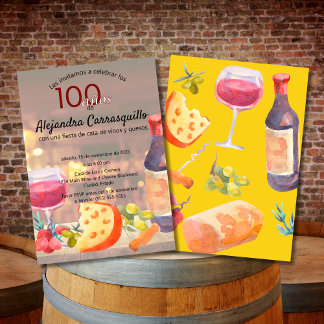 Spanischer Spaß Wein & Käse Degustation 100. Gebur Einladung