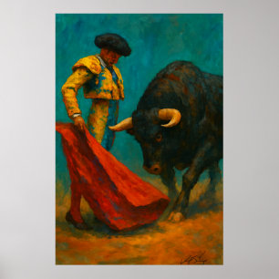 Spanischer Stierkampf-Kunstprint – Matador und Sti Poster