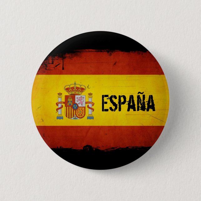 Spanischer Stolz Grunge Spanienflagge Button (Vorderseite)