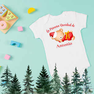Spanischer Süßer Teddybär Baby's erstes Weihnachte Baby Strampler