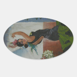 Spanischer Tänzer Ovaler Aufkleber