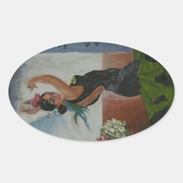 Spanischer Tänzer Ovaler Aufkleber (Vorderseite)