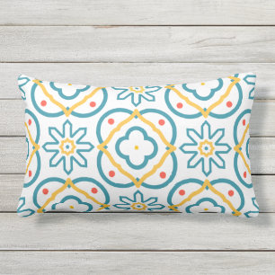 Spanischer Tile Mittelmeer Blauer Orange Kissen Für Draußen