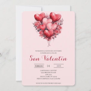 Spanischer Valentinstag mit Herzen Einladung