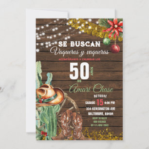 Spanischer Vaquero Kaktus Weihnachten 50 Años Gebu Einladung