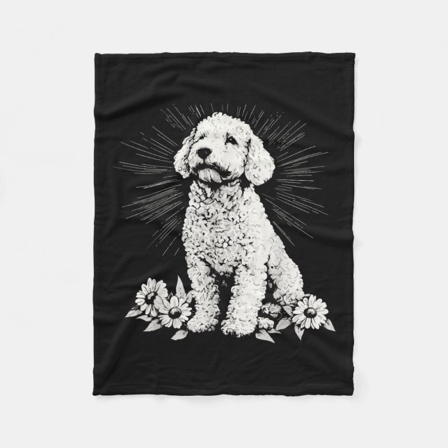 Spanischer Wasserhund Lover Retro Stil Tattoo Fleecedecke (Vorderseite)