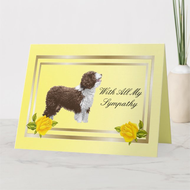 Spanischer Wasserhund und Gelbe Rosen - Groß Karte (Vorderseite)