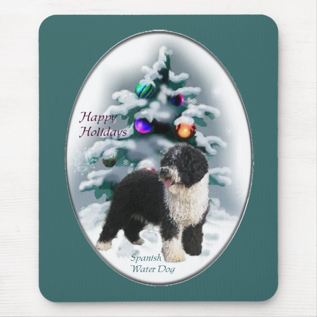 Spanischer Wasserhund Weihnachtsgeschenke Mousepad (Vorne)