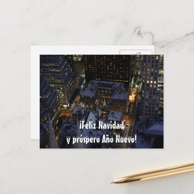 Spanischer Weihnachtsbaum in Manhattan in der Nach Postkarte (Vorderseite/Rückseite Beispiel)