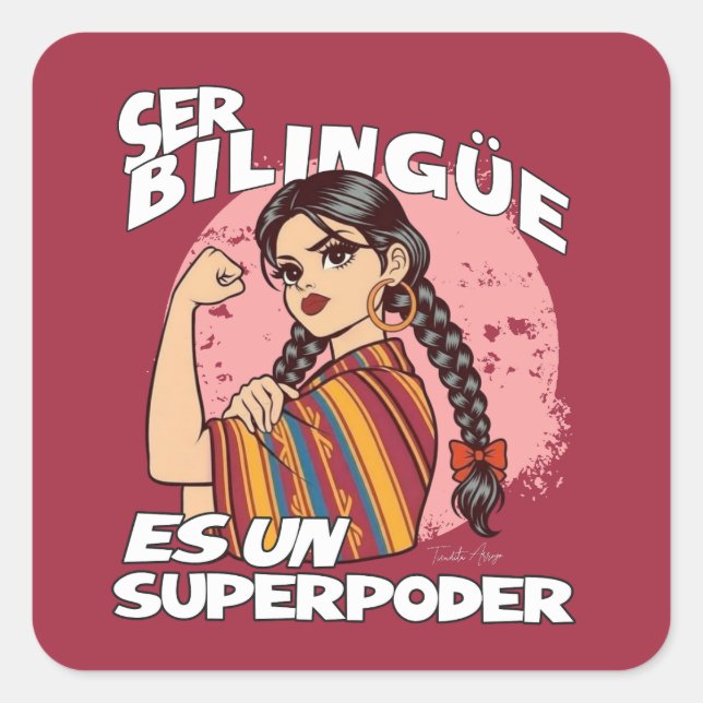 Spanischer zweisprachiger Lehrer ESL Maestra Bilin Quadratischer Aufkleber (Vorderseite)