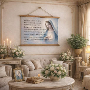 Spanisches Ave Maria Wandteppich Mit Holzrahmen