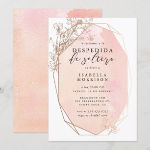 Spanisches Blush-Gold-Geometrie-Brautparty Einladung