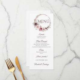 Spanisches Boho Wedding Menu Menükarte