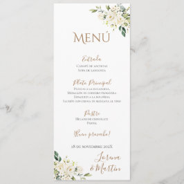 Spanisches Boho Wedding Menu Menükarte
