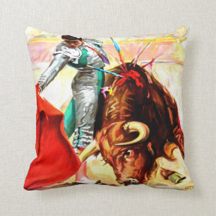 Spanisches Bullfight-Plakat-Vintage Kissen
