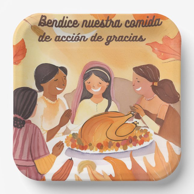 Spanisches Erntedank Pappteller (Vorderseite)