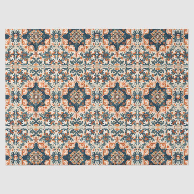 Spanisches Fliesenmuster Terracotta Talavera Decou Seidenpapier (Vorderseite)