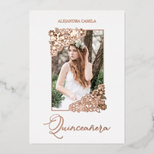Spanisches Foto für romantische Blumenrahmen Folieneinladung