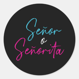 Spanisches Geschlecht offenbart señor señorita m Runder Aufkleber