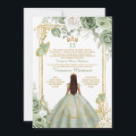 Spanisches Gold 15 Años Sage Grüne Prinzessin Gebu Einladung<br><div class="desc">EDITABLE Spanish Gold 15 Años Sage Green Prinzessin Birthday Einladung Elegant Ivory & Sage Green Floral Butterfly Quinceanera Birthday Einladung Mis Quince 15 Anos,  16. Geburtstag</div>