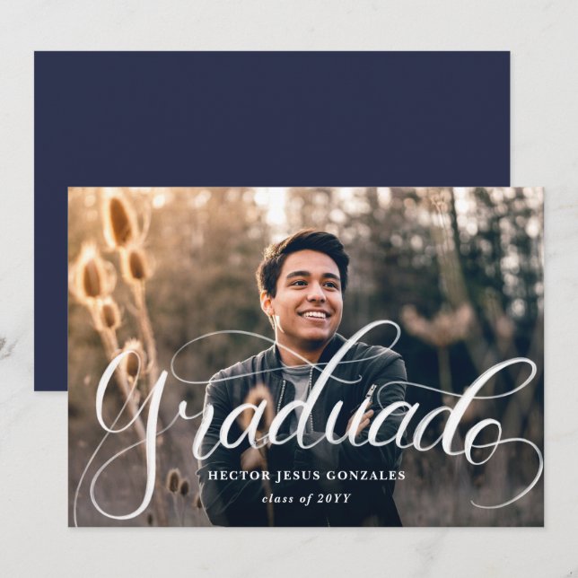 Spanisches Graduado Abschluss Foto Einladung (Vorne/Hinten)