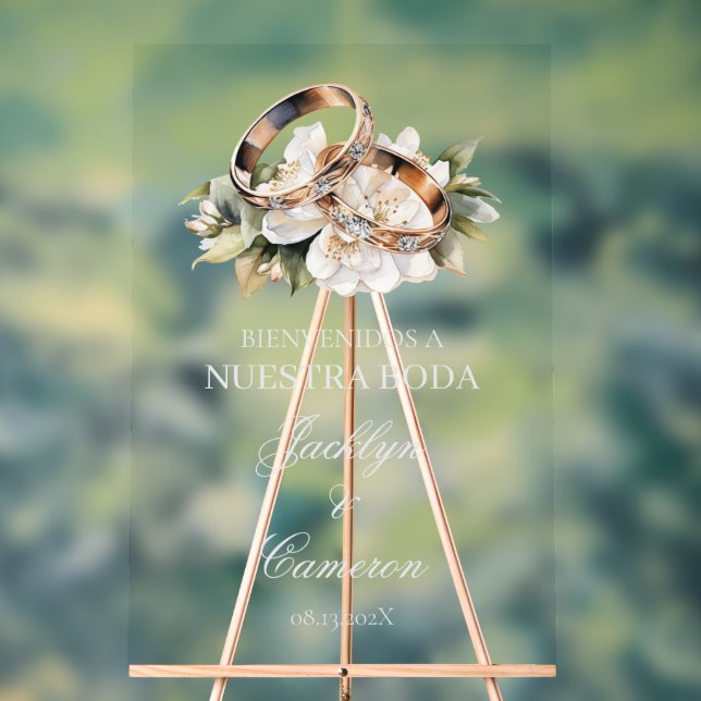 Spanisches Hochzeitsschild mit Ring Acrylschild (Neutral)