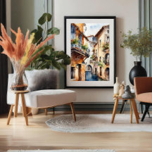 Spanisches Poster der kleinen Altstadt