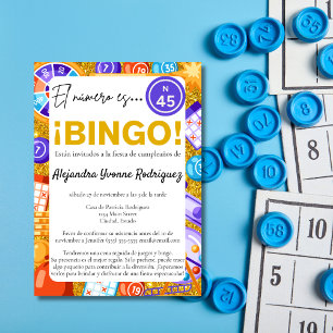 Spanisches Spaß-Bingo & Spiele Glitter 45. Geburts Einladung