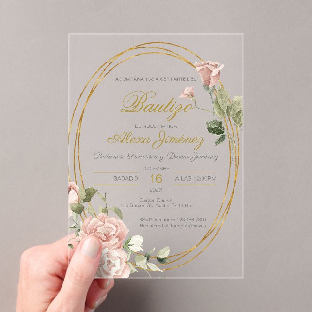 Spanisches Taufmädchen Acryleinladungen (Insitu (Handheld))