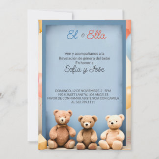 Spanisches Thema Teddy Bären Gender Reveitation Einladung
