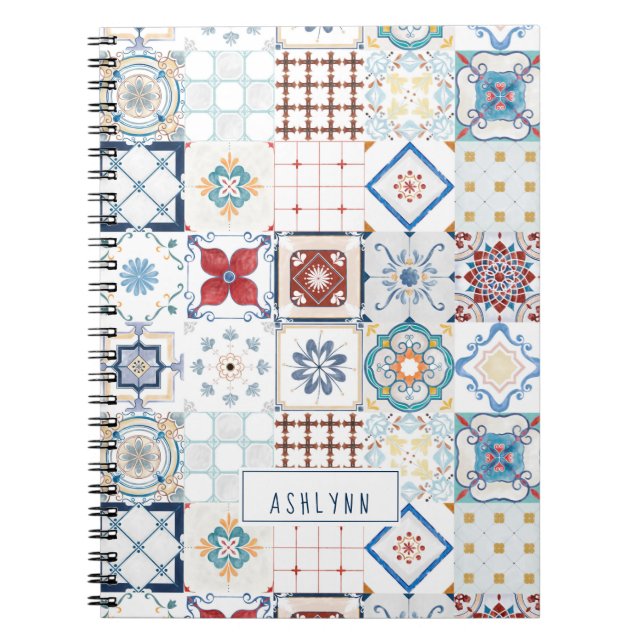 Spanisches Tile personalisiertes Journal Notizblock (Vorderseite)