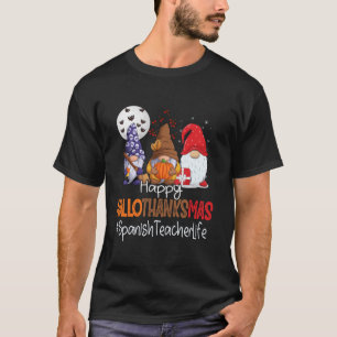 Spanischlehrer Glückliche Hallothanksmas Gnome Fuu T-Shirt