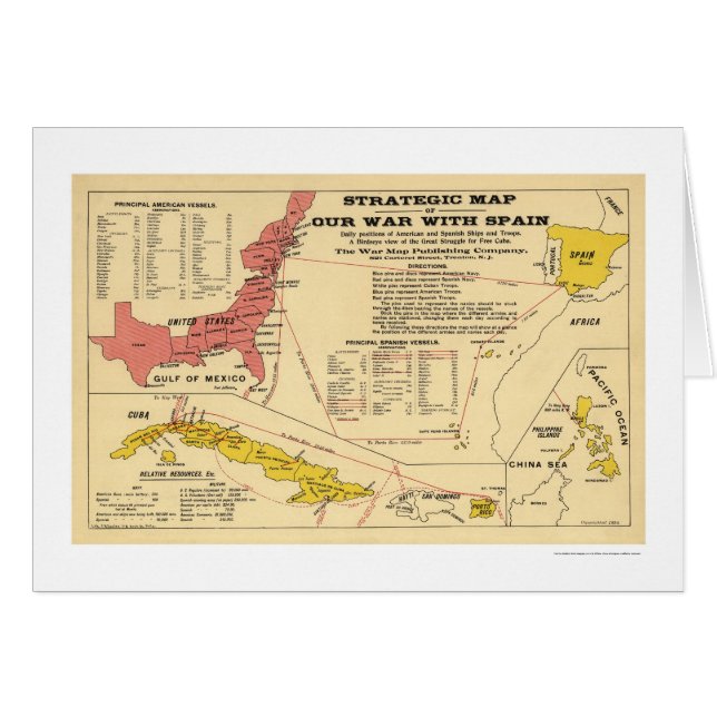 Spanish-amerikanischer Kriegs-Karte 1898 (Vorderseite (Horizontal))