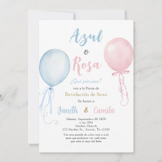 Spanish Balloons Gender Reveal Invitation Einladung