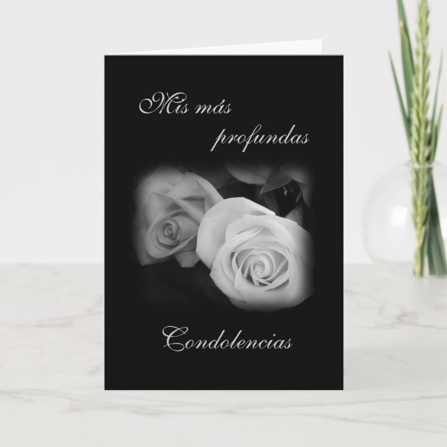 Spanish: Black & white rose - Condolencias Karte (Vorderseite)